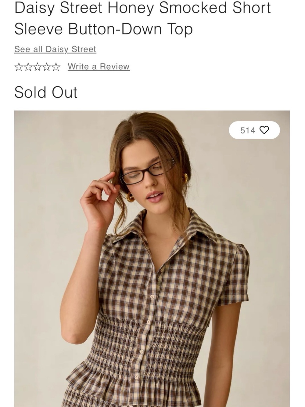 Daisy St. Honey Smocked Short Sleeve Button Down
